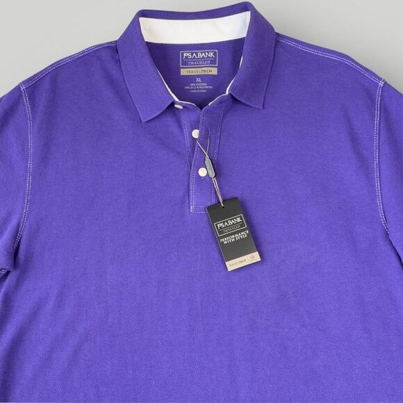 Jos A Bank Short Sleeves Travel Tech Performance Polo Knit Shirt Size XL Purple - Picture 3 of 14